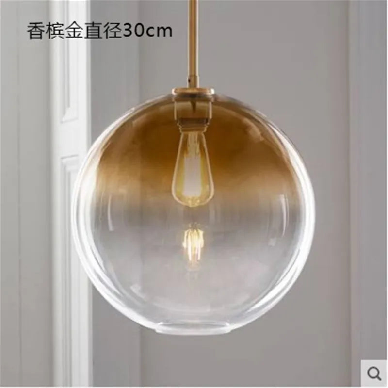 DecorBites™ Glass Ball LED Pendant Light: Modern Silver Gold Nordic Kitchen Decor