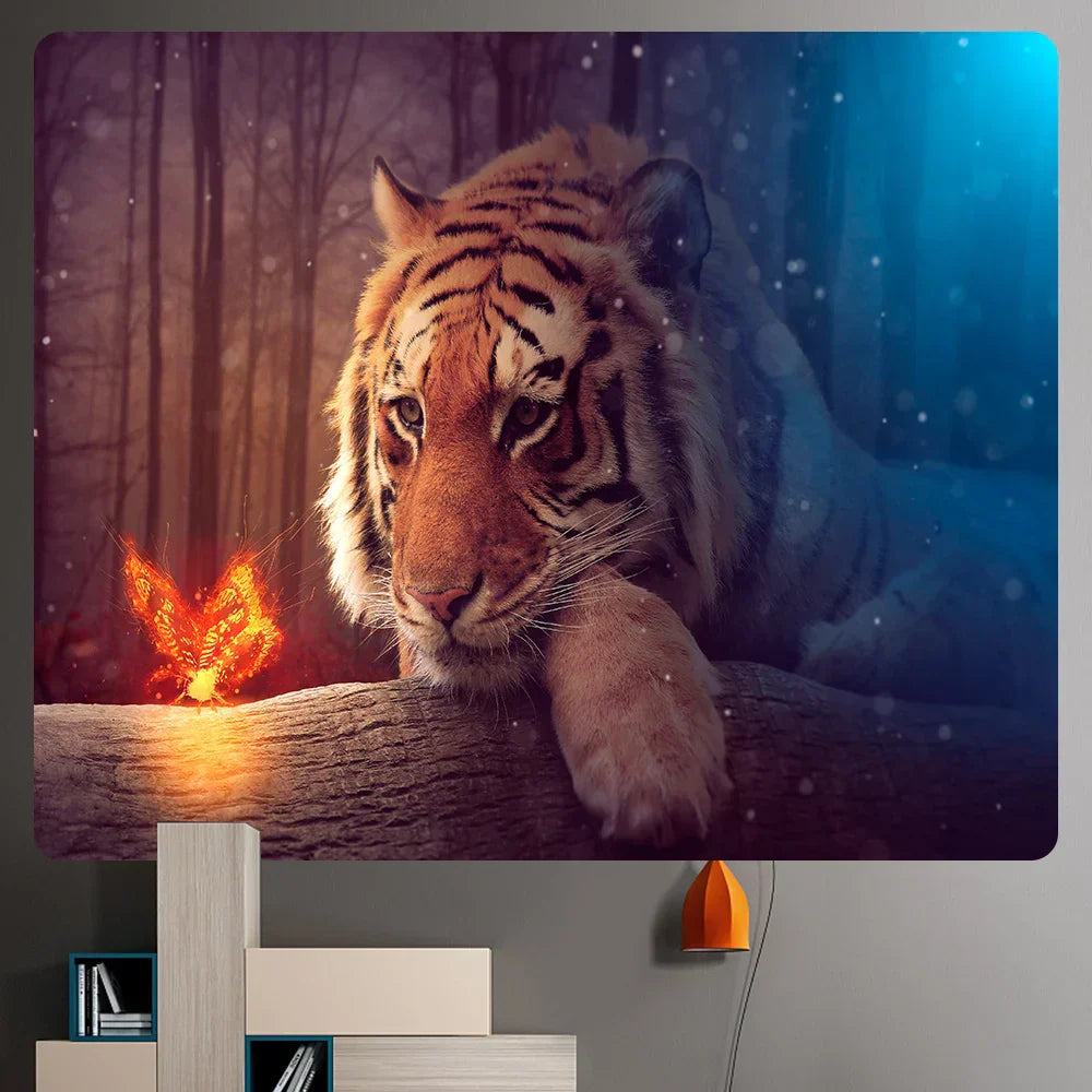 DecorBites™ Animal Psychedelic Tapestry: Bohemian Bedroom Decor & Yoga Mat