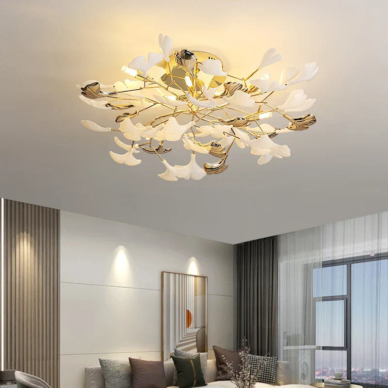 DecorBites™ Ginkgo Leaf Bedroom Lamp: Post-modern Minimalist Art Ceiling Light, Elegant and Romantic