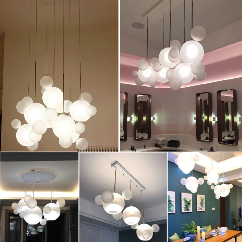 DecorBites™ Bubble Glass LED Chandelier for Kids Room Kitchen Office Restaurant