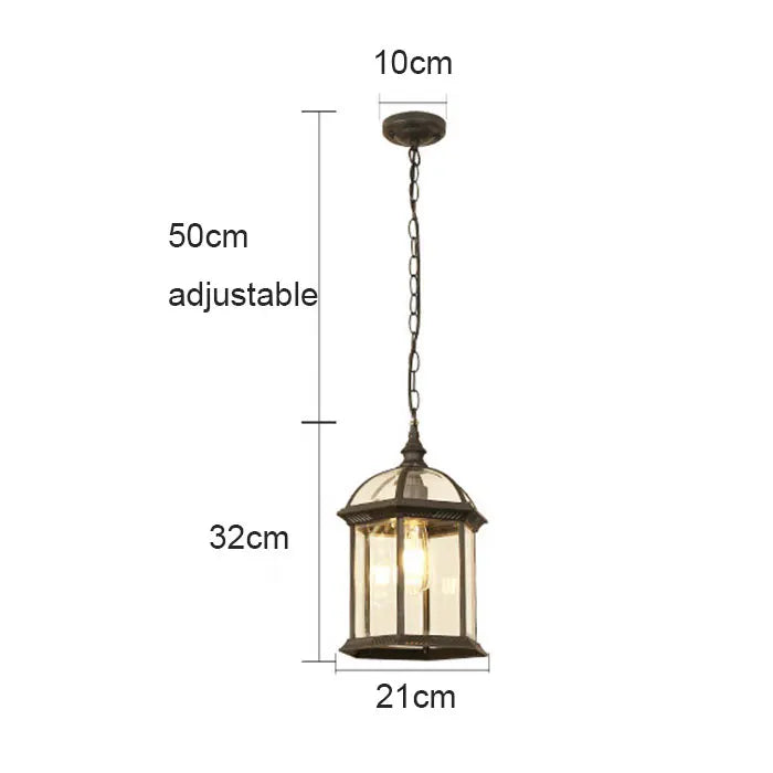 DecorBites™ Black Rustic Outdoor Hanging Lantern Light with Clear Glass Flush Mount Fixture