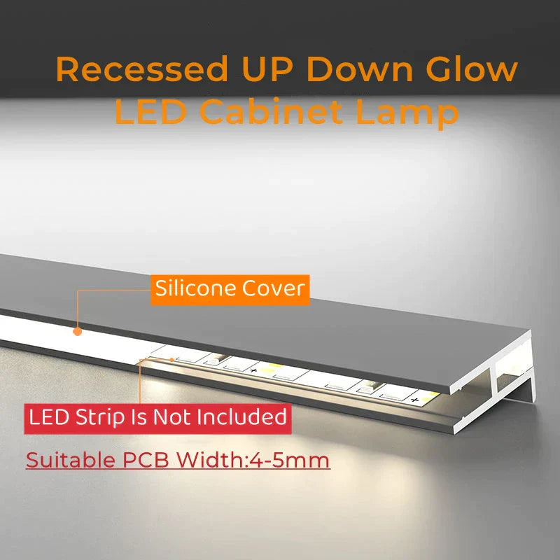 DecorBites™ LED Cabinet Layer Lamp: Ultra-Thin Aluminum Profiles, Up Down Backlight, 18mm Board.