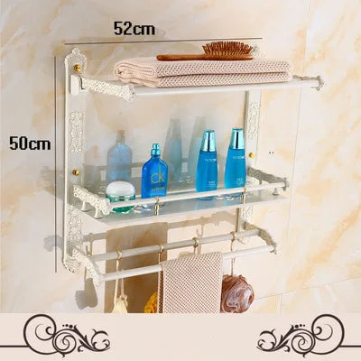 DecorBites™ Aluminum Bath Hardware Set: Shelf, Towel Rack, Paper Holder, Brush Holder, Hooks