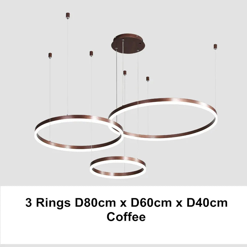 DecorBites™ LED Chandelier Rings Pendant Light - Coffee Gold Dimmable Ceiling Lamp
