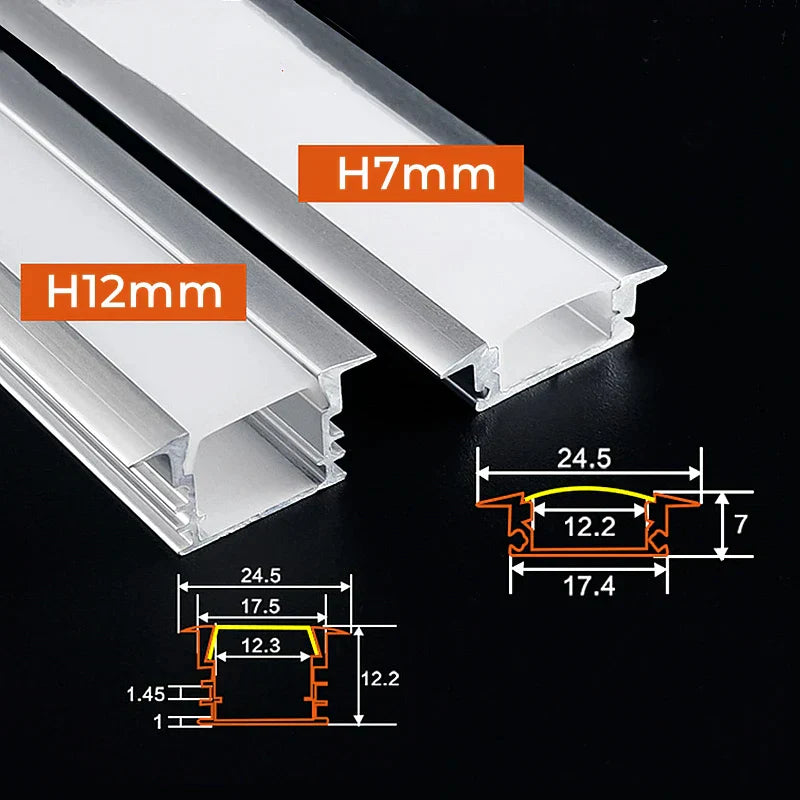 DecorBites™ 0.5m U/YW Aluminum Profile Recessed Channel with Milky Cover for LED Strip Lights