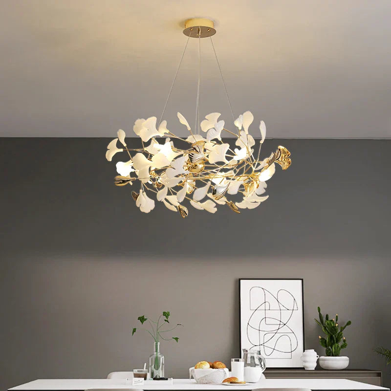 DecorBites™ Ginkgo Leaf Decor Chandelier - Nordic Fine Flower Art Light for Living Room