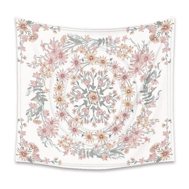 DecorBites™ Bohemian Mandala Flower Tapestry Wall Hanging for Living Room Bedroom Decor