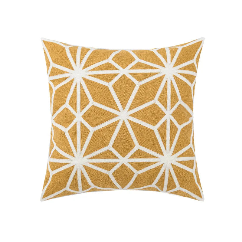 DecorBites™ Embroidered Daisy Floral Fish Pillow Cover 45x45cm/30x50cm Yellow Blue