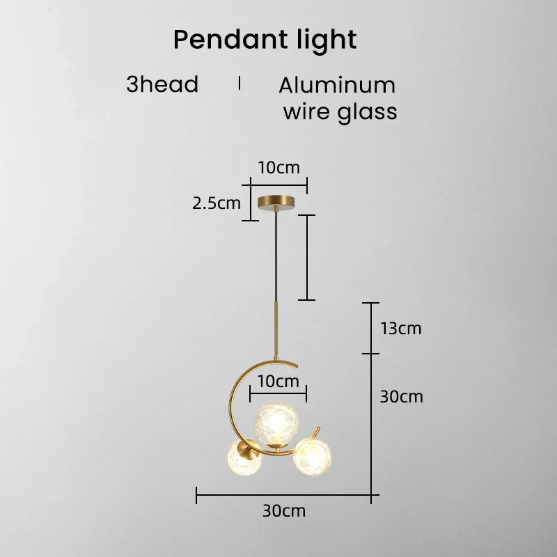 DecorBites™ Gold Glass Ball Chandelier for Living Room Kitchen Bedroom - 220V 110V