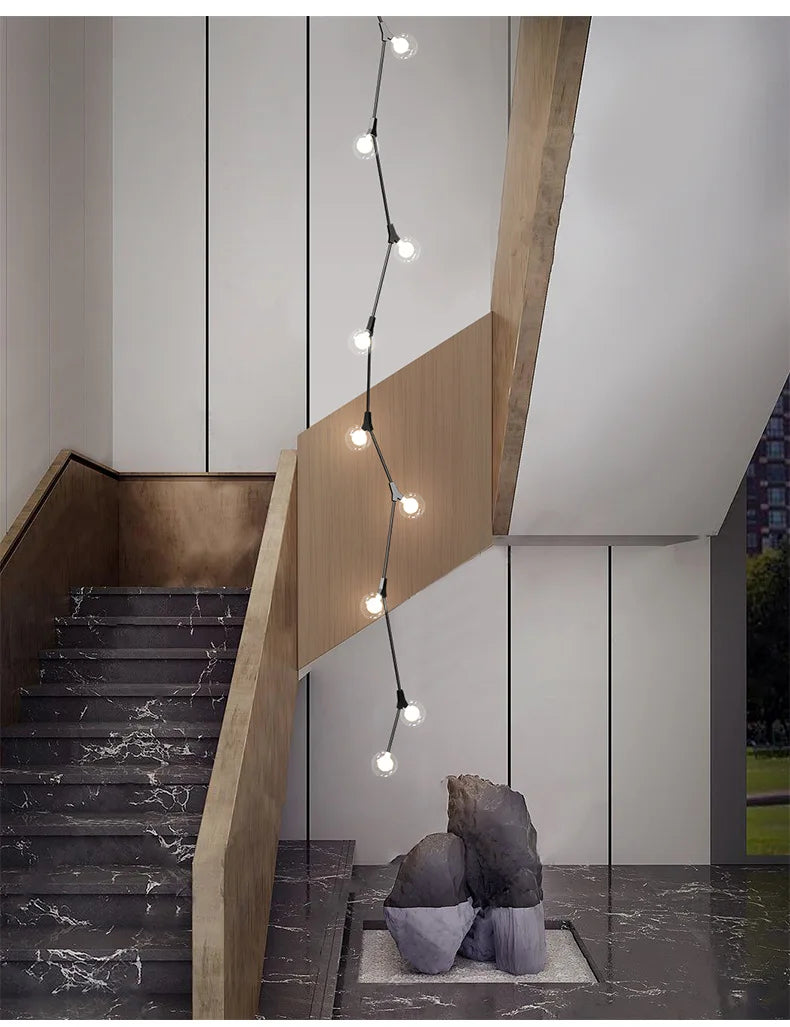 DecorBites™ Glass Ball Chandelier for Villa Hotel Staircase Decor