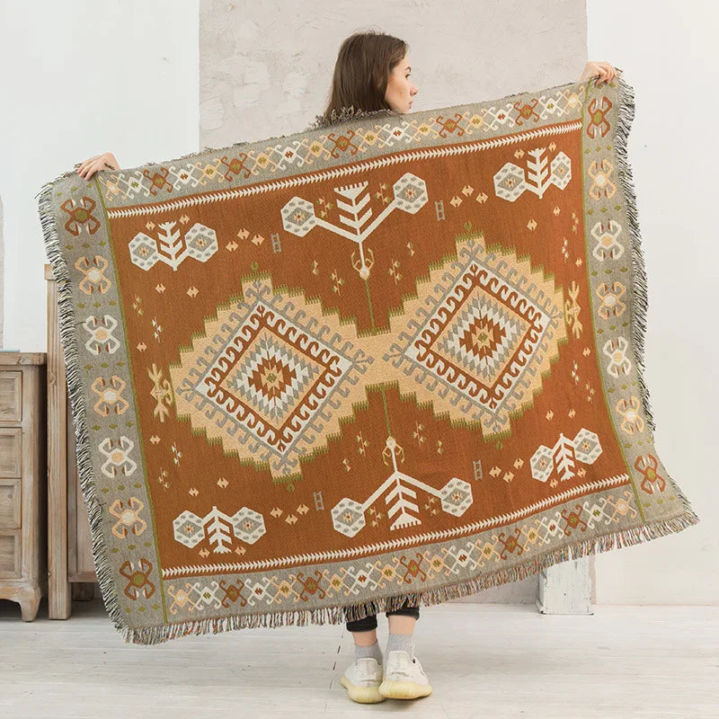 DecorBites™ Knitted Nordic Plaid Blanket - Cozy Home Decor and Sofa Cover