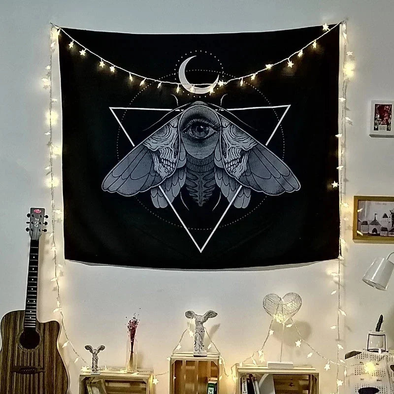 DecorBites™ Cat Witchcraft Black Rose Tapestry Wall Hanging Tapestries for Home Decor