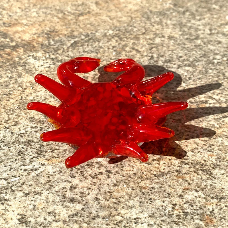 DecorBites™ Crab Glass Figurines: Handblown Art Animals Collectible Sculpture Ornaments