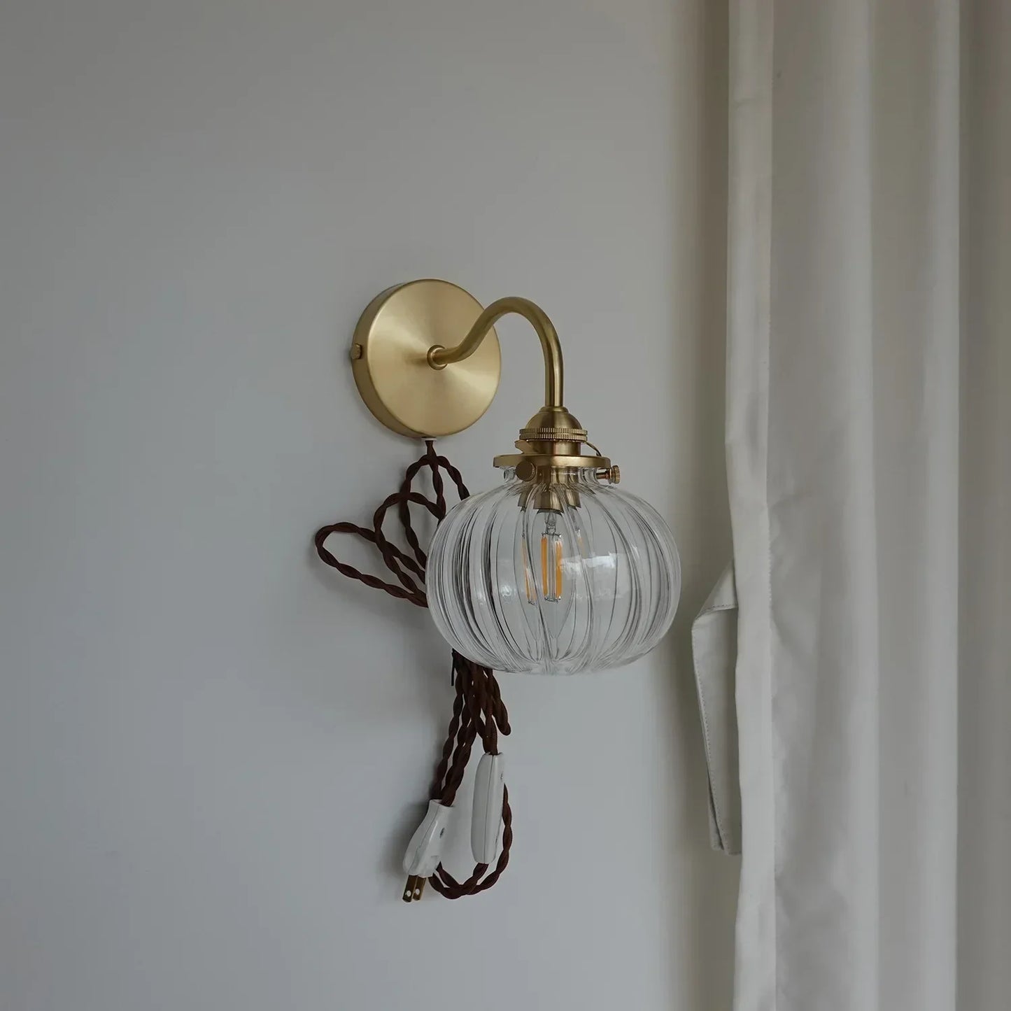 DecorBites™ Blue Glass Ball Wall Lights Pull Chain Switch LED Sconce for Home Bedroom