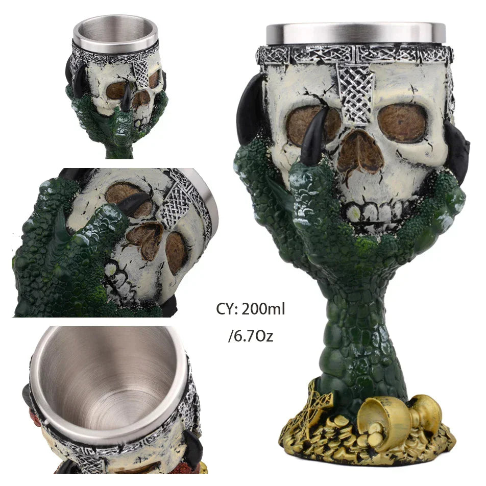 DecorBites™ Dragon King Goblet 200ml: Retro Stainless Steel Wine Glass Gothic Whiskey Cup