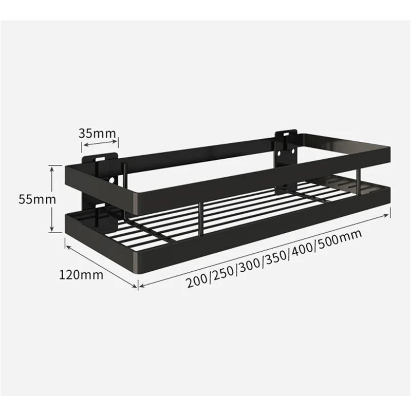 DecorBites™ Black SUS 304 Bathroom Shelf Shower Storage Basket Holder for Shampoo & Bath Essentials