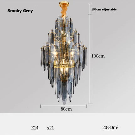 DecorBites™ Art Deco Glass Iron LED Chandelier for Dinning Room