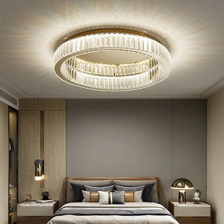 DecorBites™ Crystal Circle Ceiling Chandelier: Modern LED Indoor Lighting for Living Room, Bedroom & Study