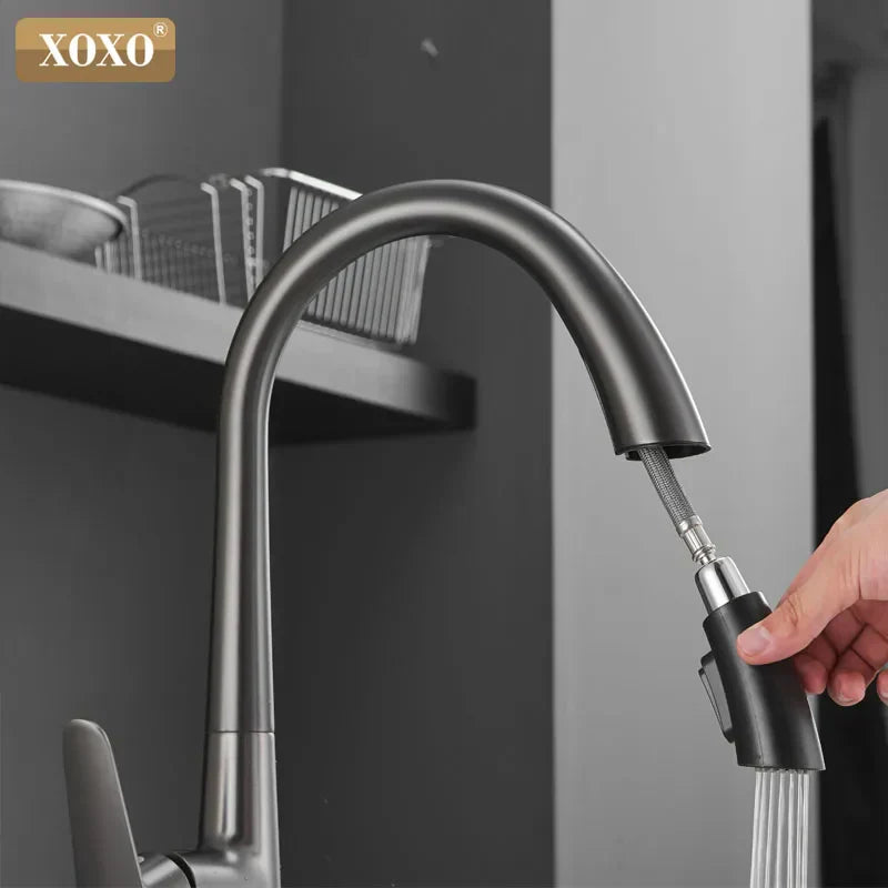 DecorBites™ Black Single Handle Pull Out Kitchen Faucet Swivel 360° Water Mixer Tap