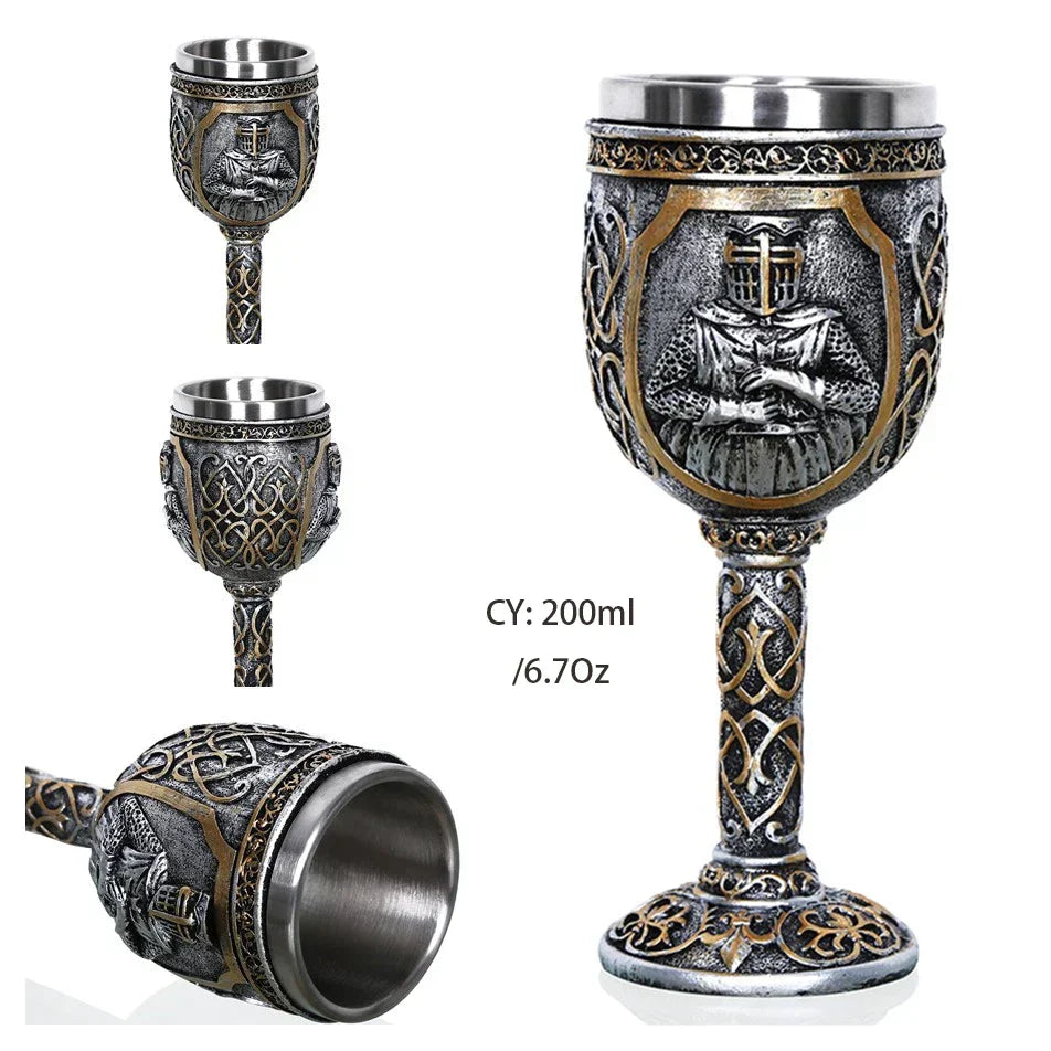 DecorBites™ Dragon King Goblet 200ml: Retro Stainless Steel Wine Glass Gothic Whiskey Cup