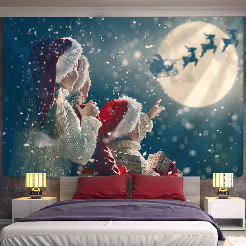 DecorBites™ Christmas God Deer Tapestry: Hippie Psychedelic Bohemian Wall Hanging