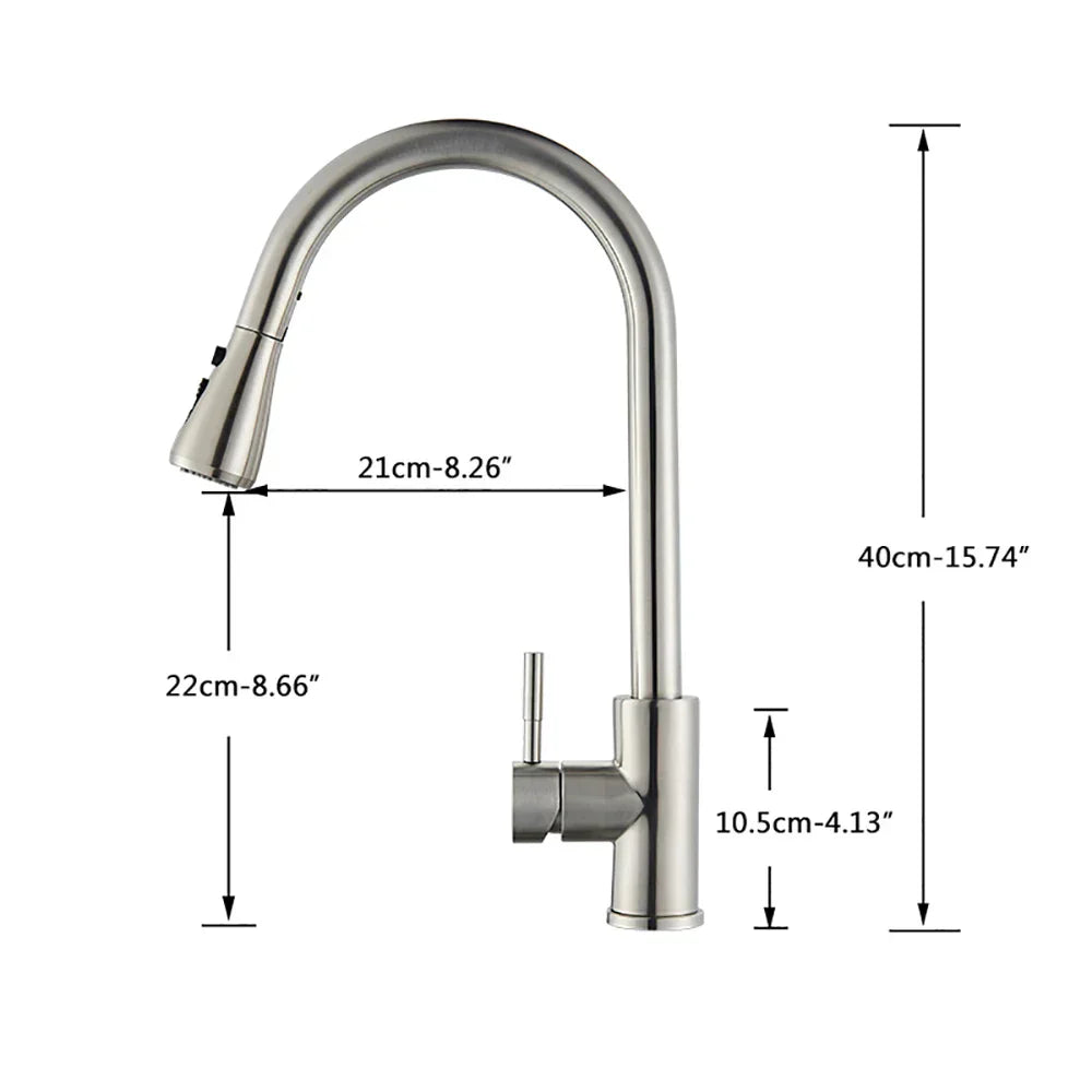 DecorBites™ Brushed Nickel Pull Out Kitchen Faucet with Flexible Stream Sprayer Head