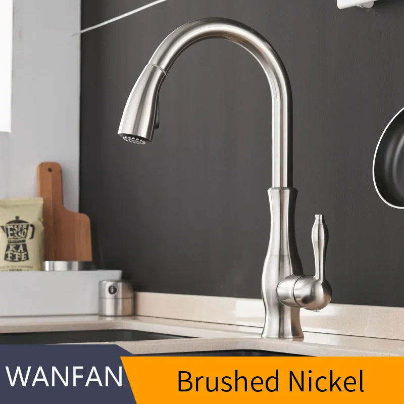 DecorBites™ Gold Single Handle Pull Out Kitchen Faucet Swivel Water Mixer Tap 866011