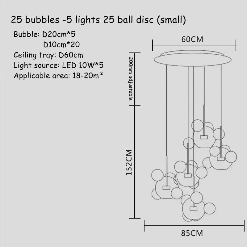 DecorBites™ Glass Bubble LED Chandelier for Kids Kitchen Dining Office Lighting