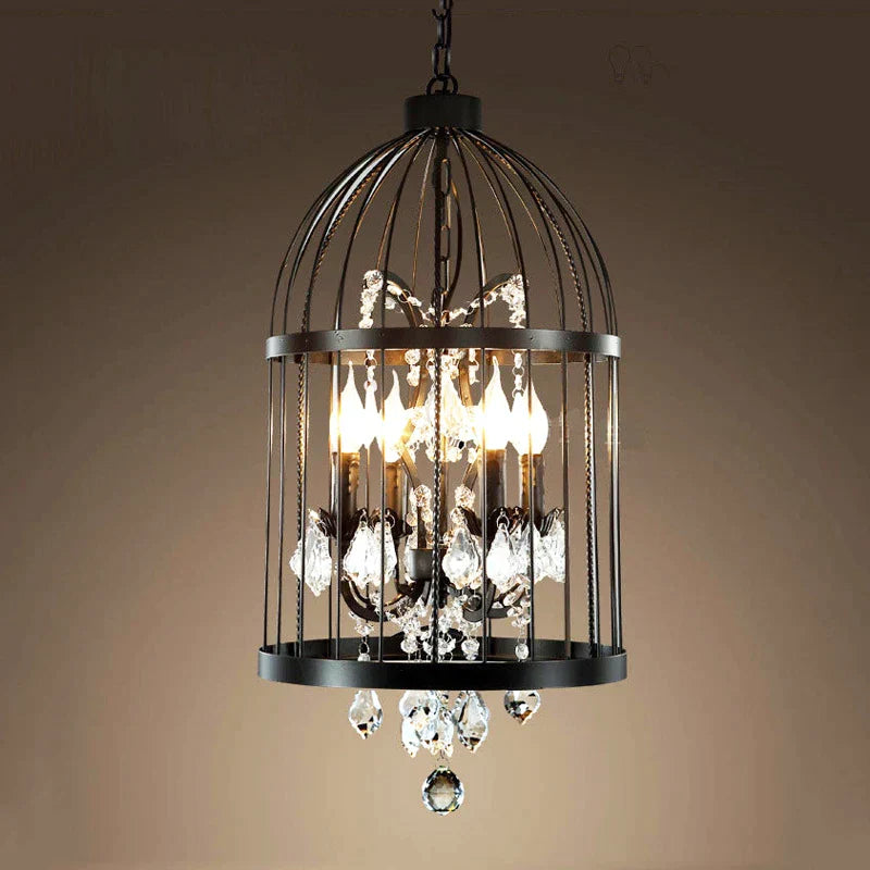 DecorBites™ Crystal Bird Cage Chandelier - Elegant Ceiling Light for Dining Room & Bedroom
