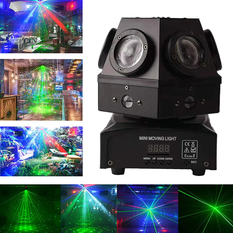 DecorBites™ 60W Moving Head Strobe Beam Laser Light Projector DJ Disco Lights