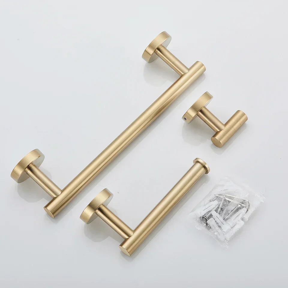 DecorBites™ Bathroom Hardware Set: Towel Bar, Robe Hook, Rack, Shelf, Tissue Holder, Hook
