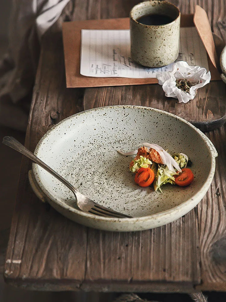 DecorBites™ Japanese Style Ceramic Round Plate - Restaurant Quality Dinnerware
