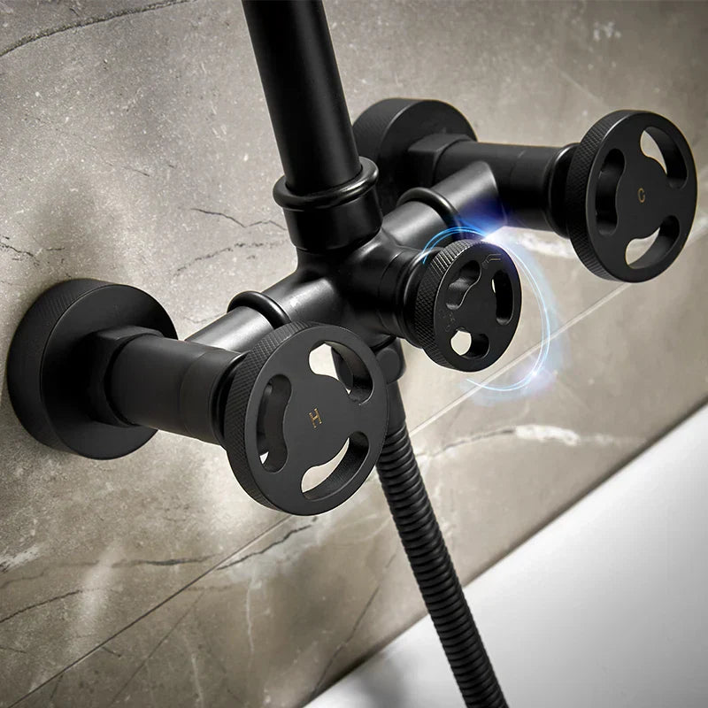 DecorBites™ Black & White Bath Shower Set with Dual Control Wall Mount