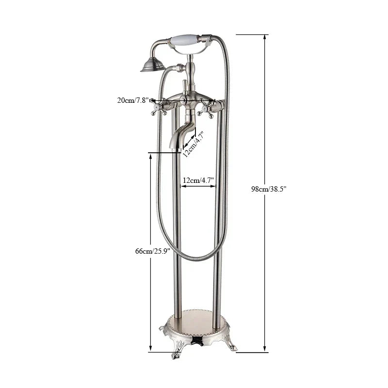 DecorBites™ Dual Handle Clawfoot Bathtub Shower Faucet, Golden Polished Free Standing Mixer