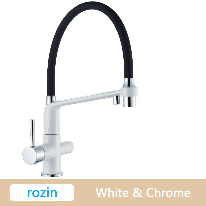 DecorBites™ Brushed Gold Swivel Kitchen Faucet with Purification Function
