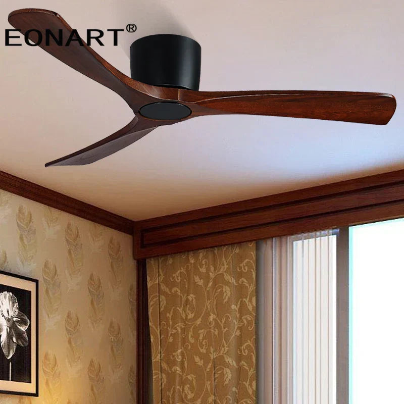 DecorBites™ 36" Wooden White Ceiling Fan with Remote Control - Modern Indoor Solid Wood Fan