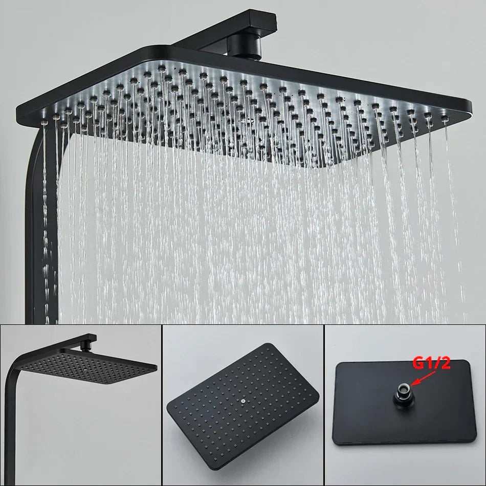 DecorBites™ Black Thermostatic Digital Shower Faucet Set 4-way Mixer Bidet Tap for Bathroom