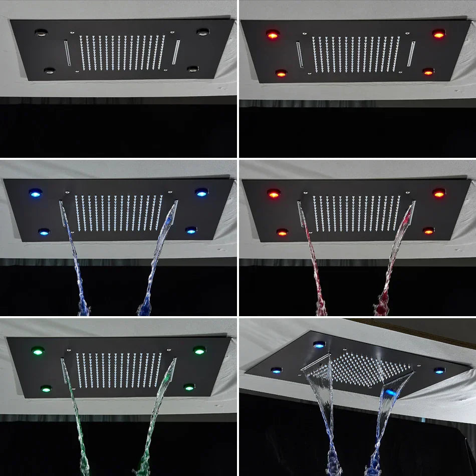 DecorBites™ LED Luxury Ceiling Embedded Shower Head Rainfall Colorful Bathroom Showers 304SUS
