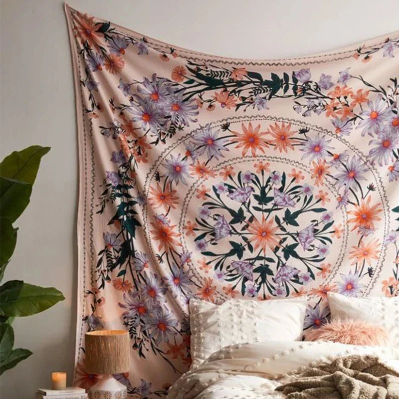 DecorBites™ Bohemian Mandala Flower Tapestry Wall Hanging for Living Room Bedroom Decor