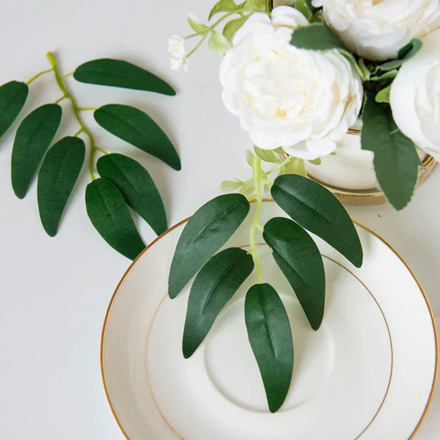 DecorBites™ Green Silk Willow Leaves Flowers for Home Wedding Decoration