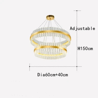 DecorBites™ Crystal Chandelier LED Ring Lamp for Dining Room Center Living Restaurant Decor
