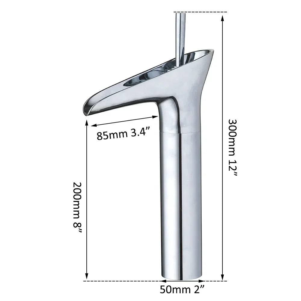 DecorBites™ Golden Waterfall Bathroom Faucet Mixer Tap Tall Sink Deck Mounted