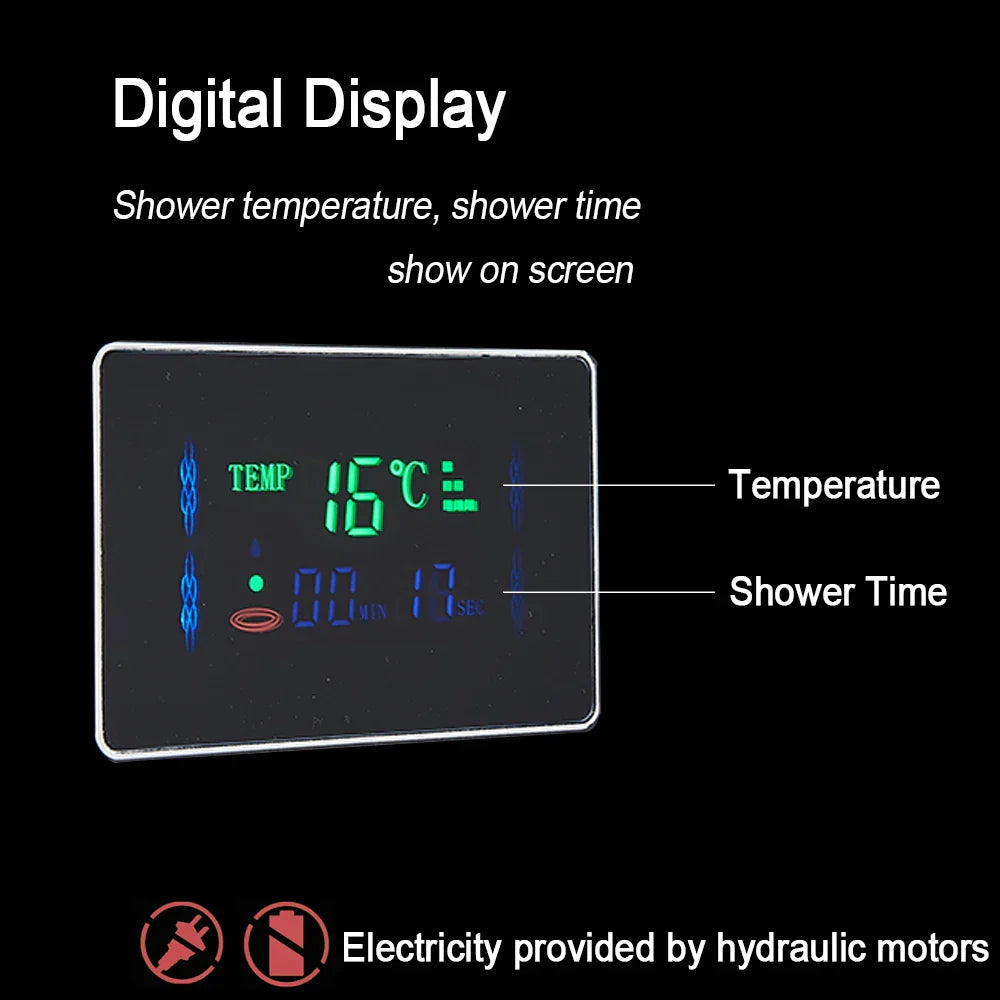 DecorBites™ Black LED Shower Faucet SPA Massage Jet Rain Panel Bidet Sprayer Tap