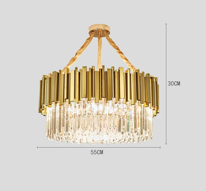 DecorBites™ Gold Metal LED Pendant Lights Adjustable Living Room Dining Round Fixture