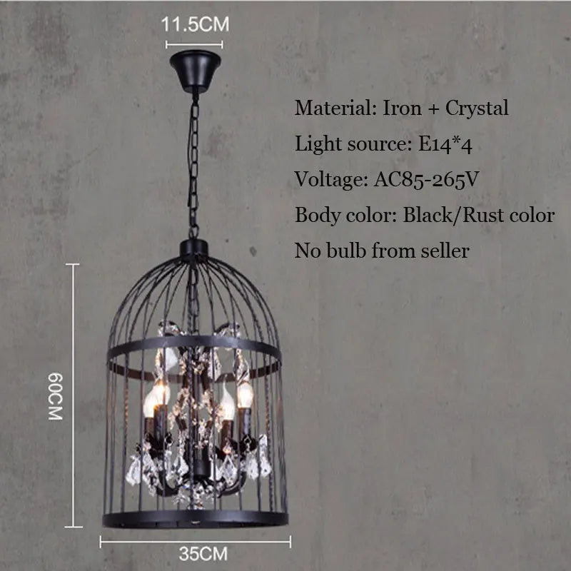 DecorBites™ Crystal Bird Cage Chandelier - Elegant Ceiling Light for Dining Room & Bedroom