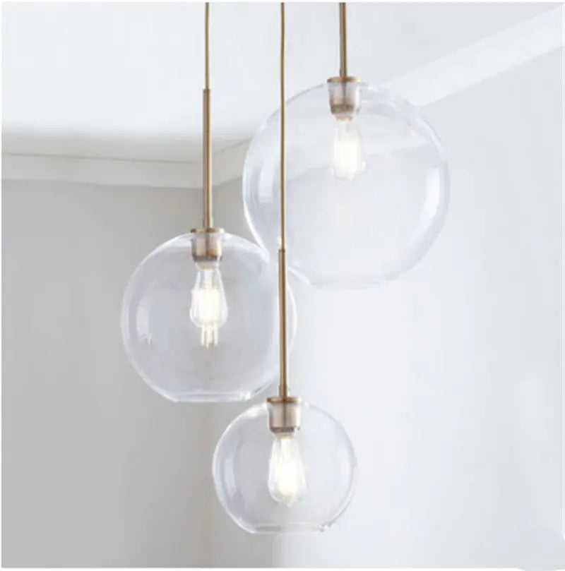 DecorBites™ Glass Ball LED Pendant Light: Modern Silver Gold Nordic Kitchen Decor