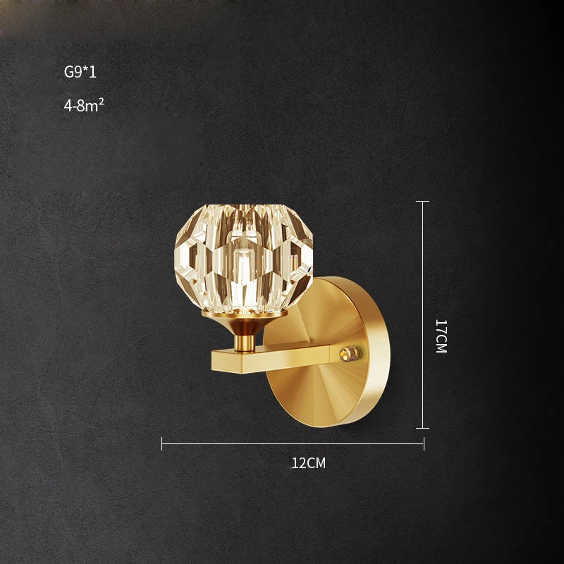 DecorBites™ Crystal LED Wall Sconce for Bedroom Corridor - Designer Black Gold Wall Light