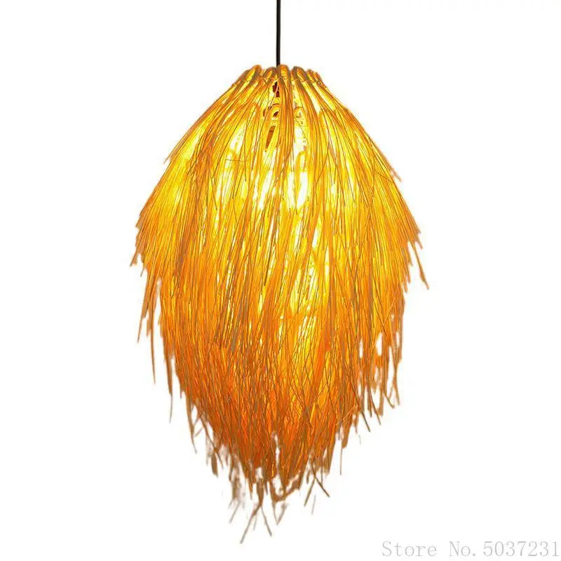 DecorBites™ Bamboo Weave Pendant Lamp, Creative Rattan Hanging Light Fixture for Bedroom & Teahouse