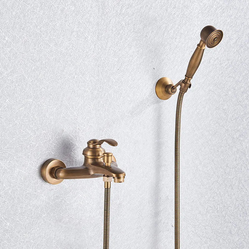 DecorBites™ Brass Shower Faucet Mixer Tap Set with Hand Shower - Wall Mount Black
