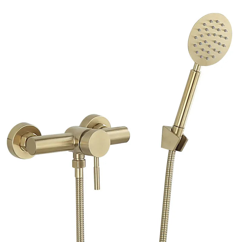DecorBites™ Brushed Gold Wall Mounted Shower Faucet Set for Bathroom with Hot and Cold Mixer